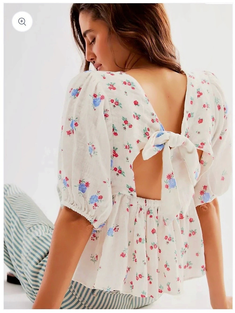 Free People Chloe Printed Top Tea Combo